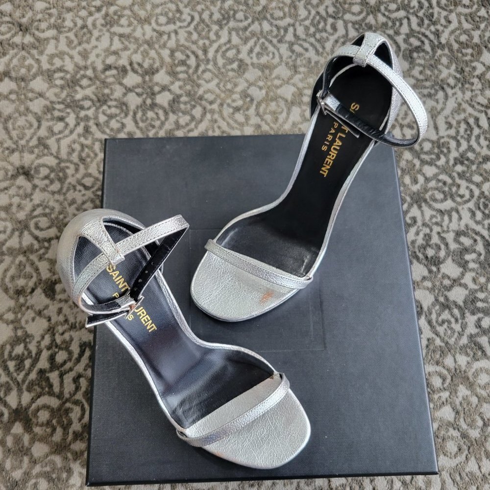 Saint Laurent Argento Silver Heels Size 36 - Picture 6 of 16